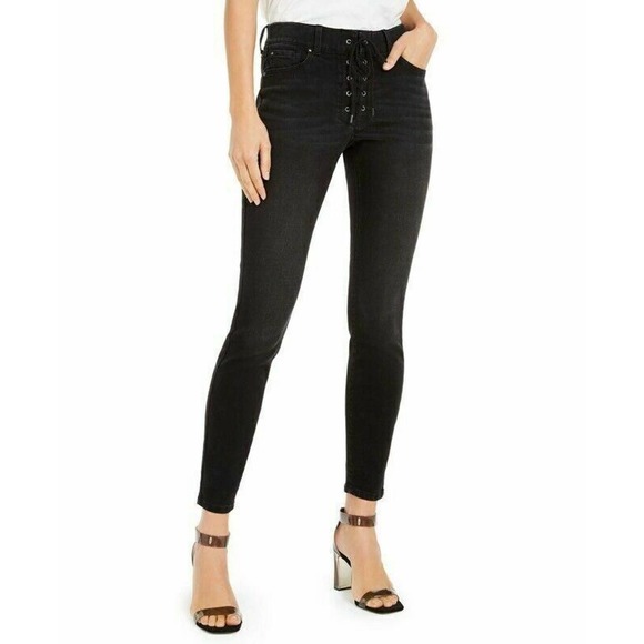 INC International Concepts Denim - INC Skinny Jeans Black Lace Up 6 New